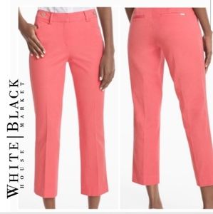 WHBM, Slim Crop Capri Pants in Coral Pink